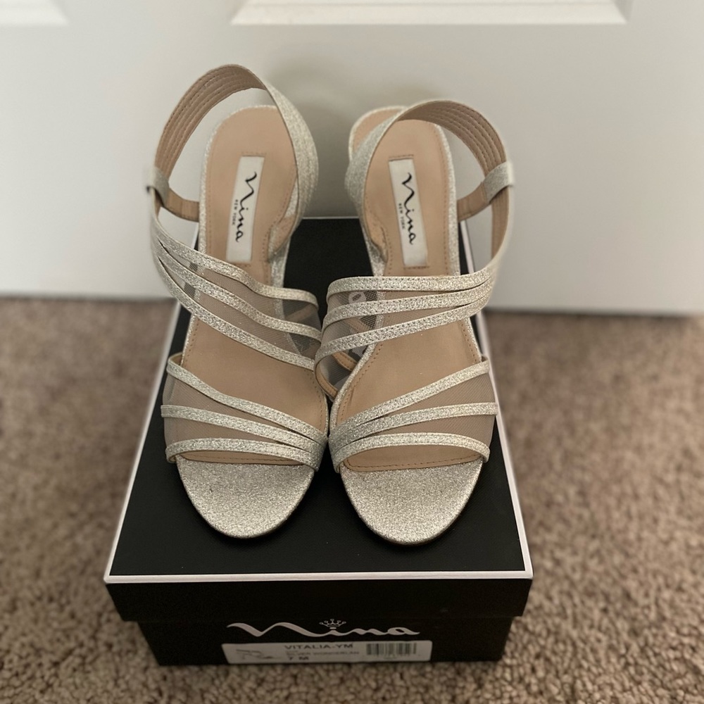 Silver sparky heels ⚡️✨